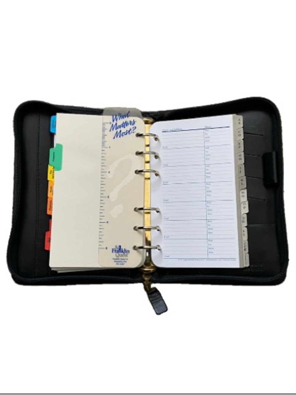FRANKLIN COVEY Quest Six Ring Leather Original Pocket Size Zipper Binder Planner